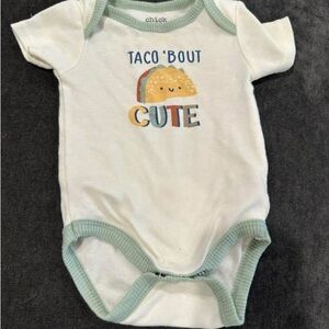 Chick Pea White and Green Taco Print Bodysuit